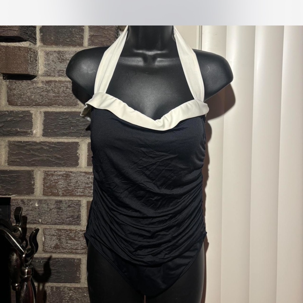 Black and White Halter Swimsuit